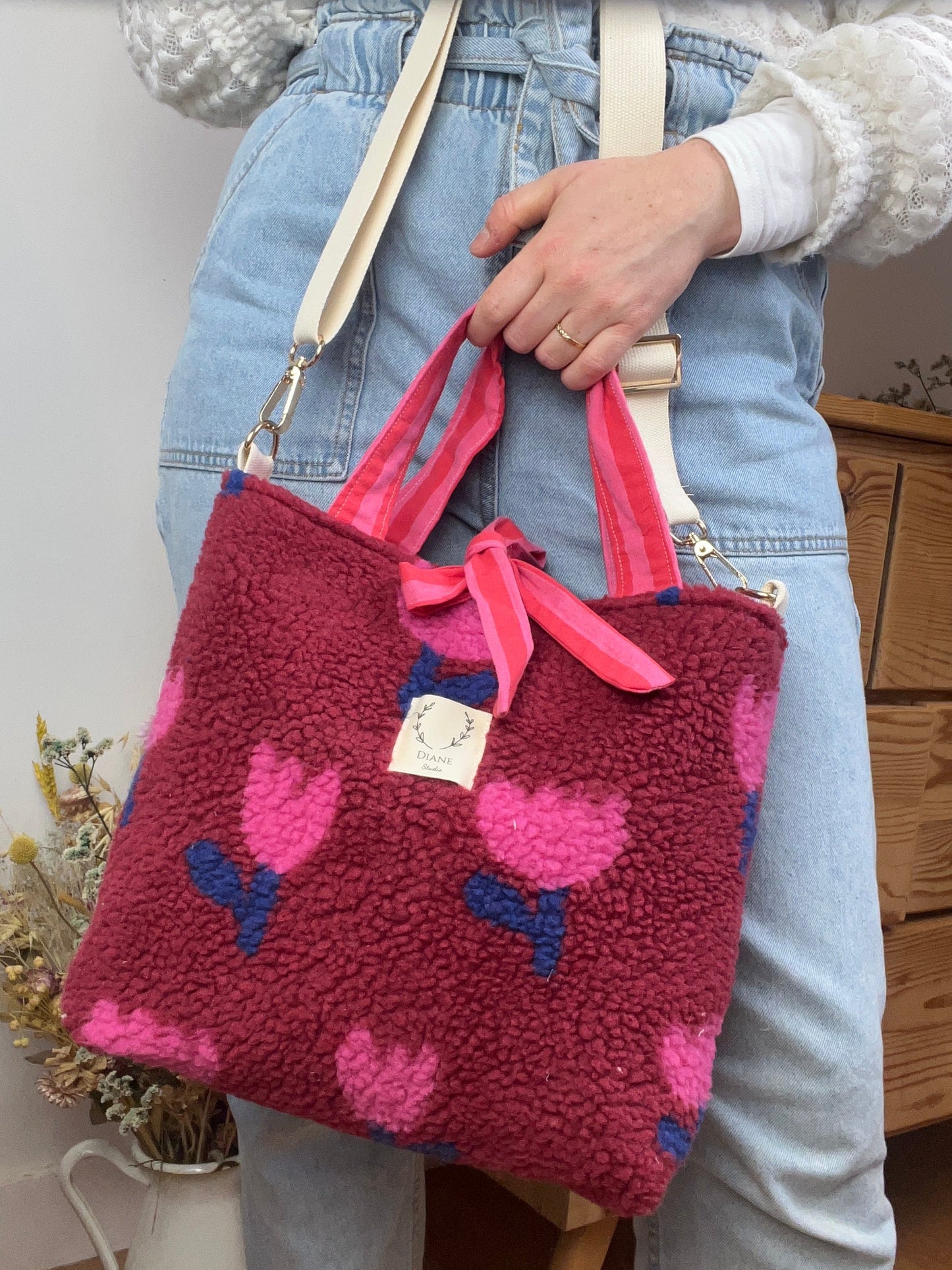 Sac Félicie sherpa tulipe roses