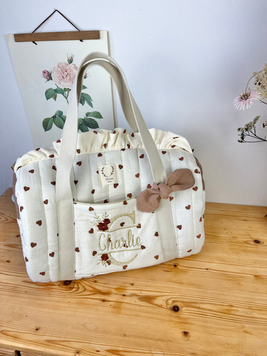 Sac Louison gaze coeurs et caramel