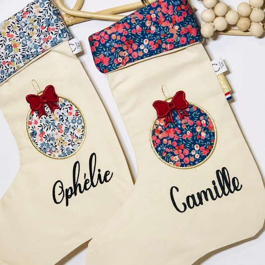 Boule de Noël tissu et prénom