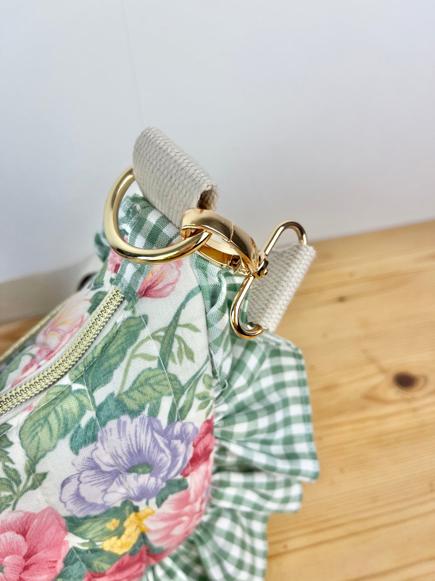 Milan le sac croissant motifs roses et vichy