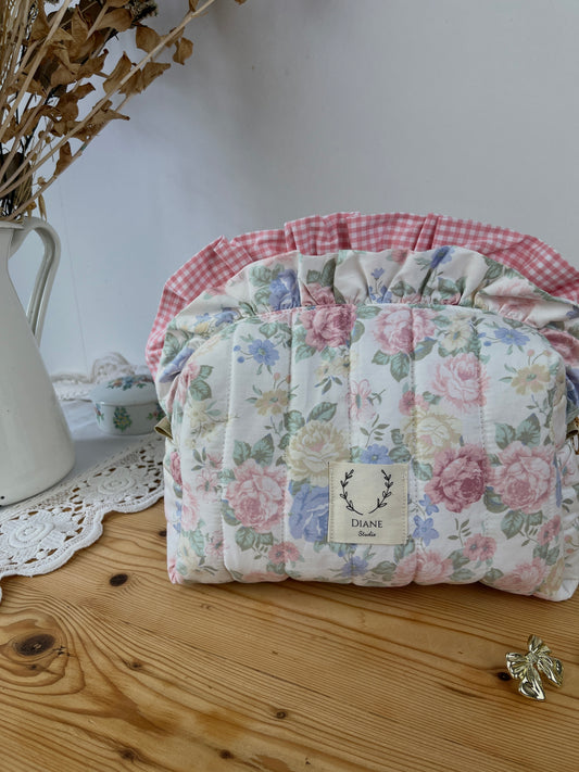 Colette double volant vichy et aude rose