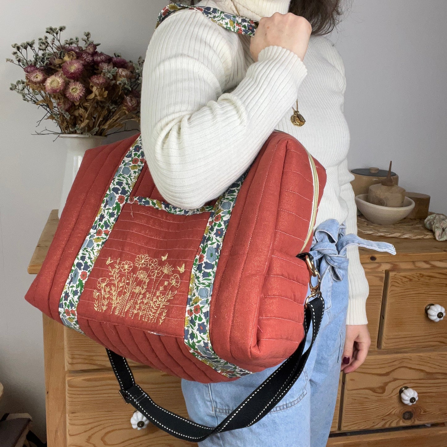 Hélène le sac week-end tomette brodé