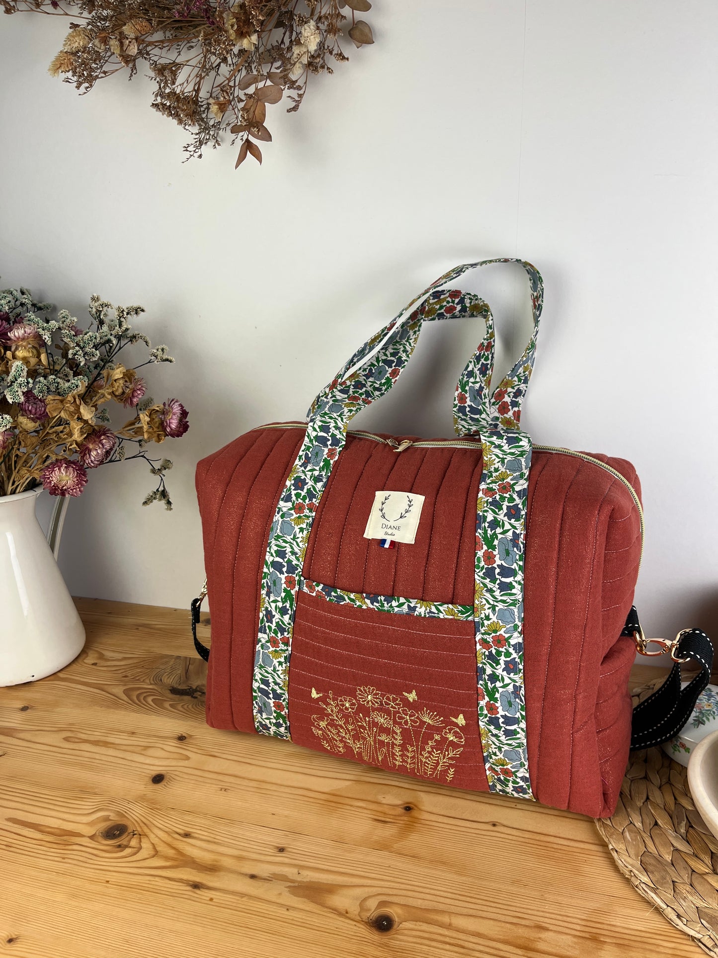 Hélène le sac week-end tomette brodé