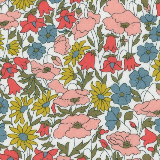 Coupon 1m20 Liberty of London poppy and daisymoutarde