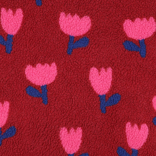 NOUVEAU ! Sherpa tulipes roses- sans broderie