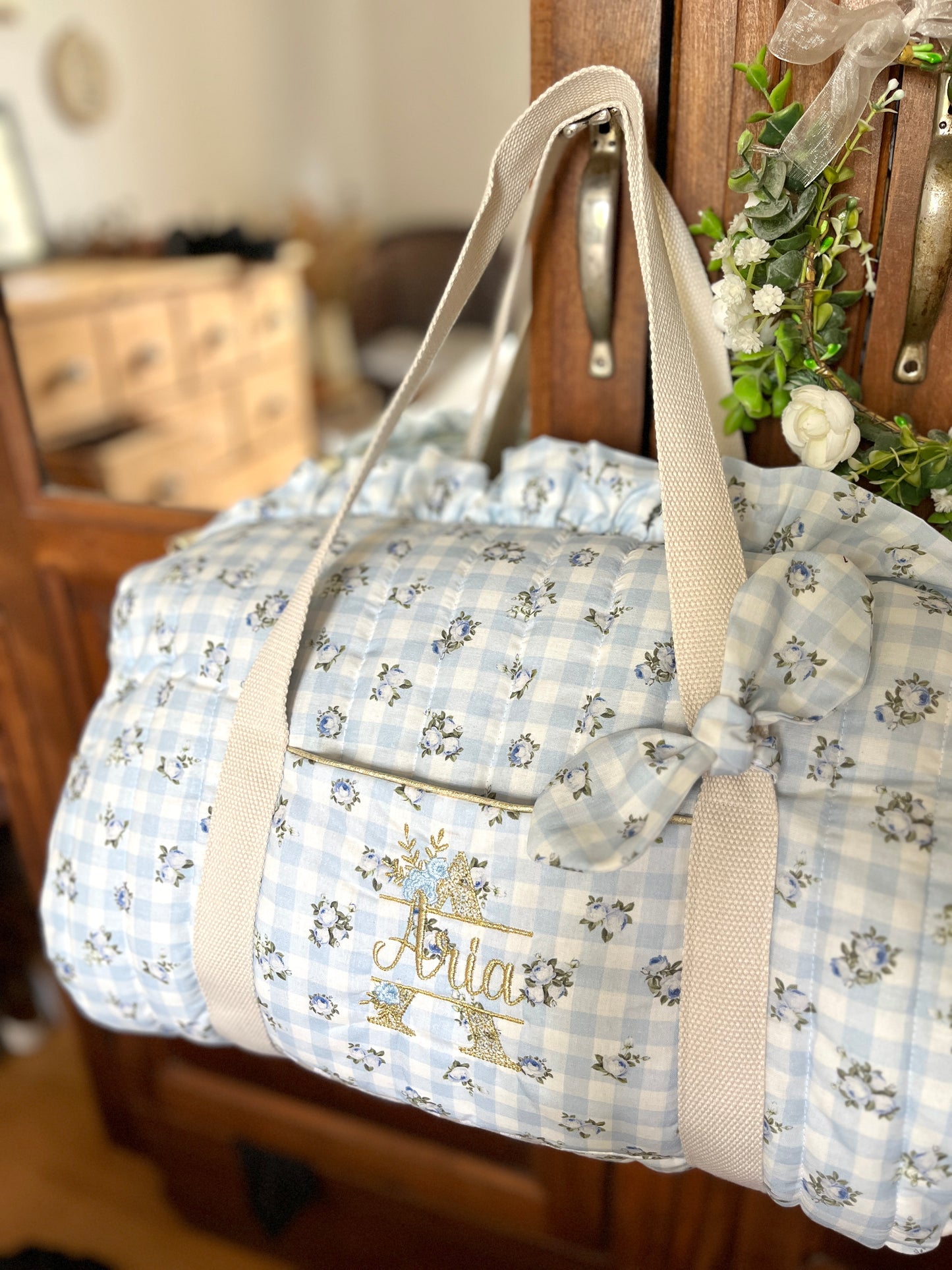 Sac Louison Vichy Idara bleu personnalisable