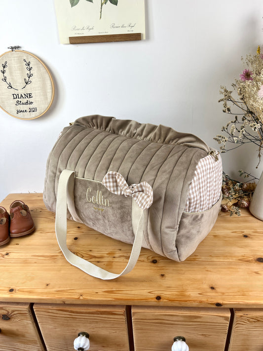 Sac Louison velours galet personnalisable