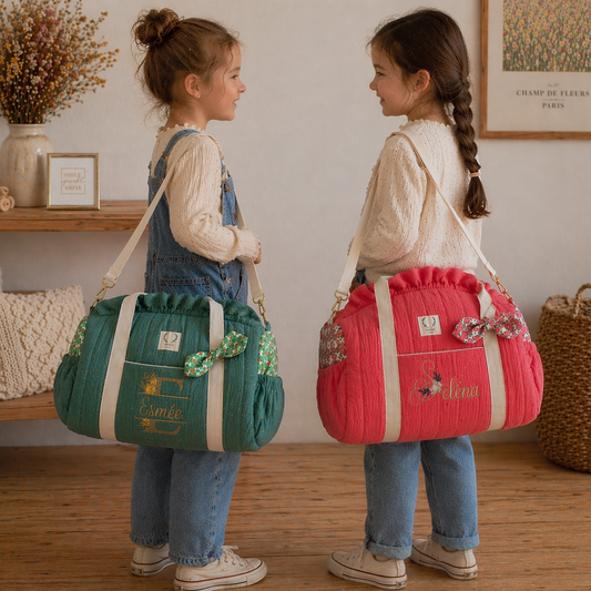 Sac Louison matelassé et volant broderie au choix