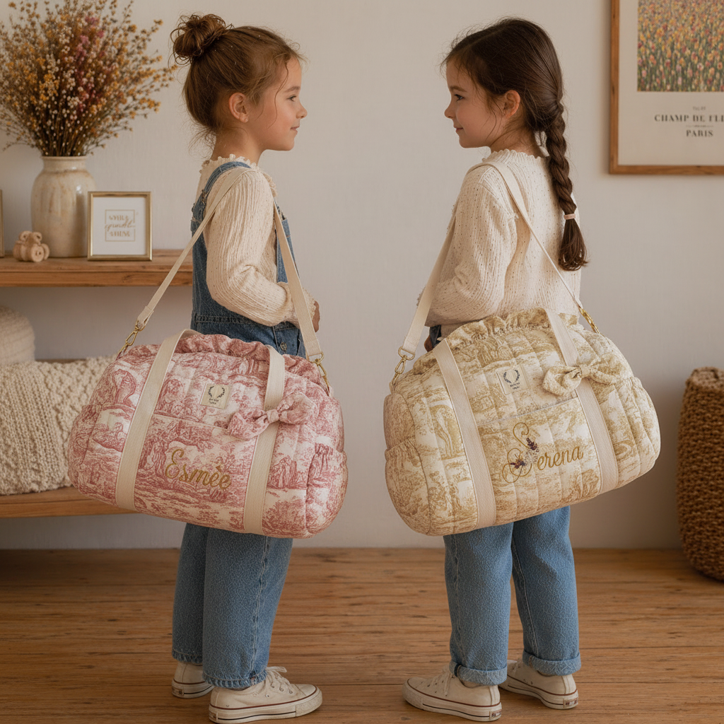 Louison the children's duffel bag with initial lace