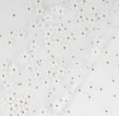 Tulle fleurs blanc et or pour volants-série limitée