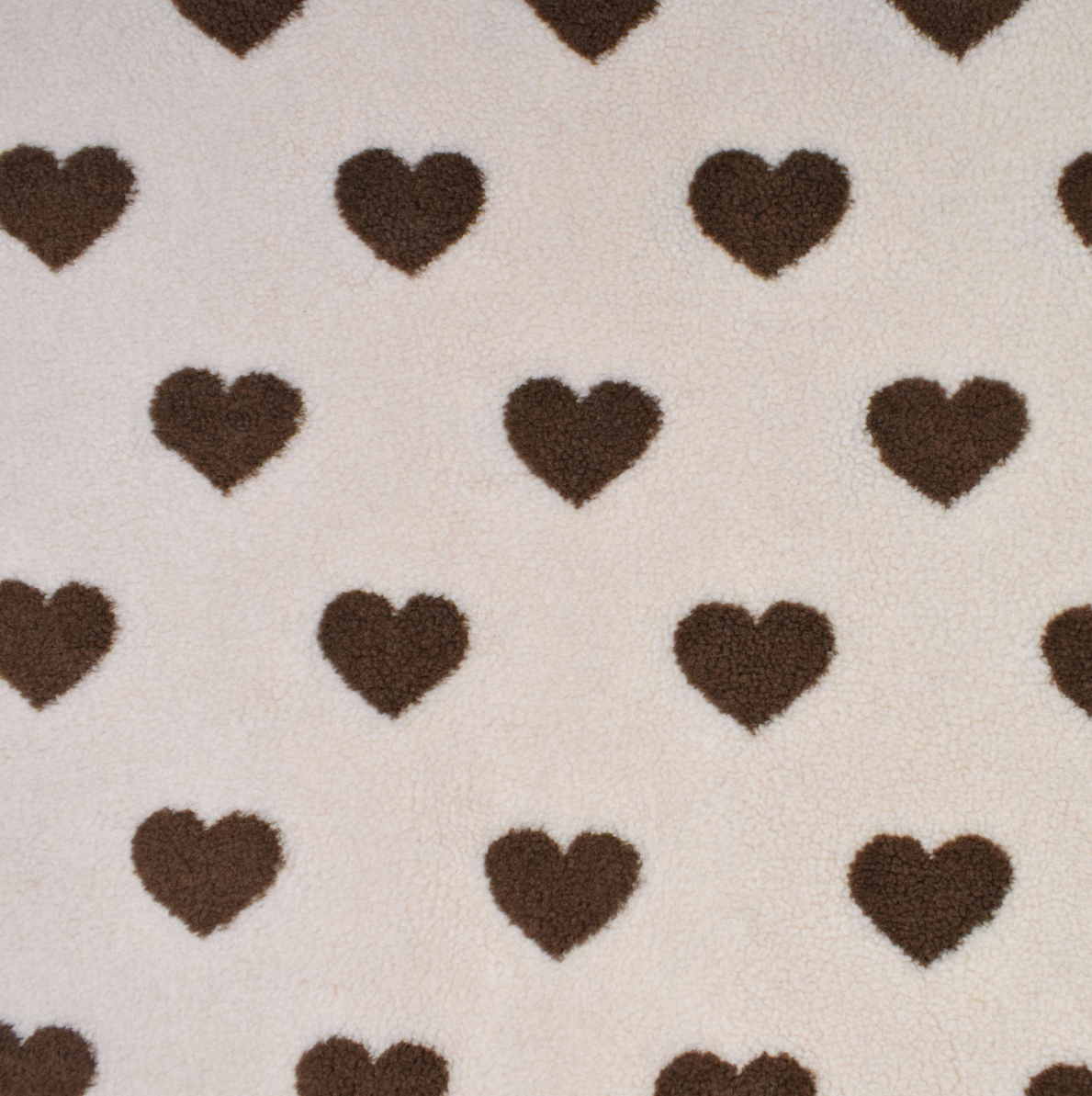 NOUVEAU ! Fausse fourrure coeurs chocolat - sans broderie