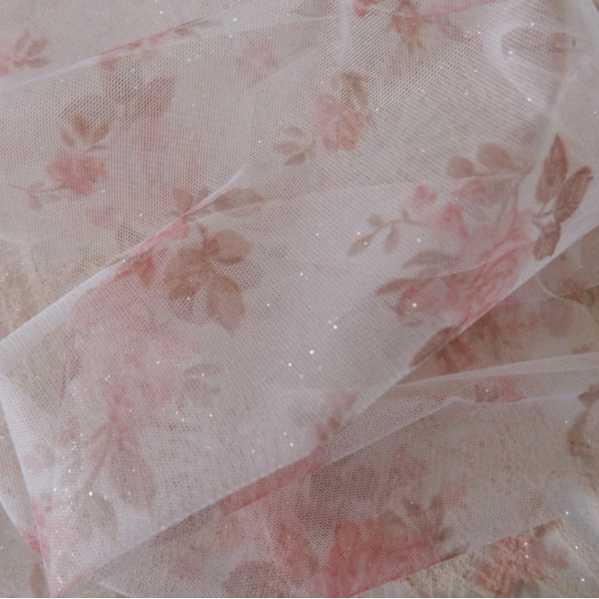 NOUVEAU ! Tulle pailleté roses pour volants uniquement