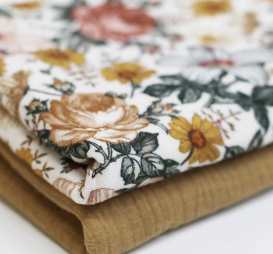 Double gaze de coton fleurs vintage