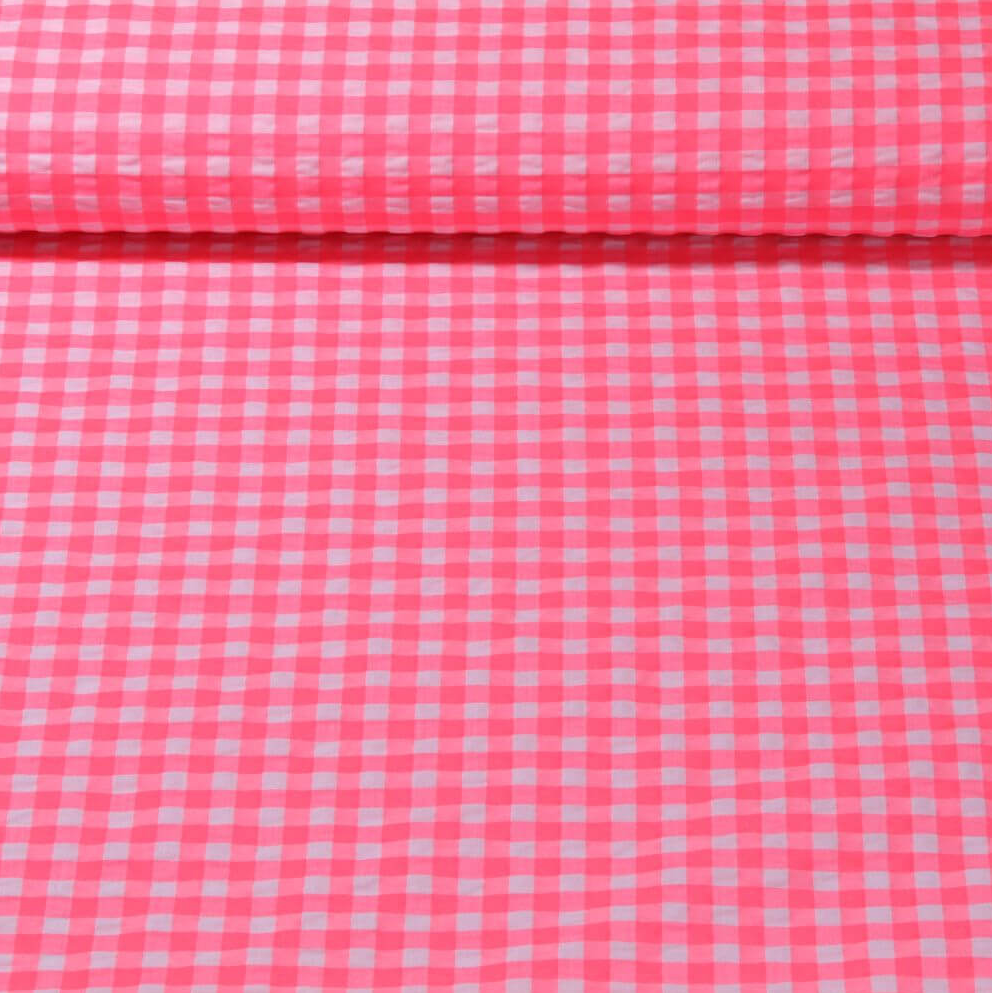 NOUVEAU ! Vichy fluo rose petits carreaux