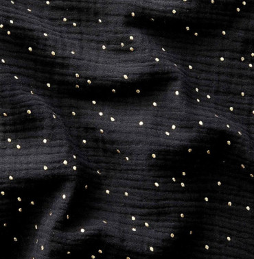 Coupon 1m15 gaze noir pois dorés