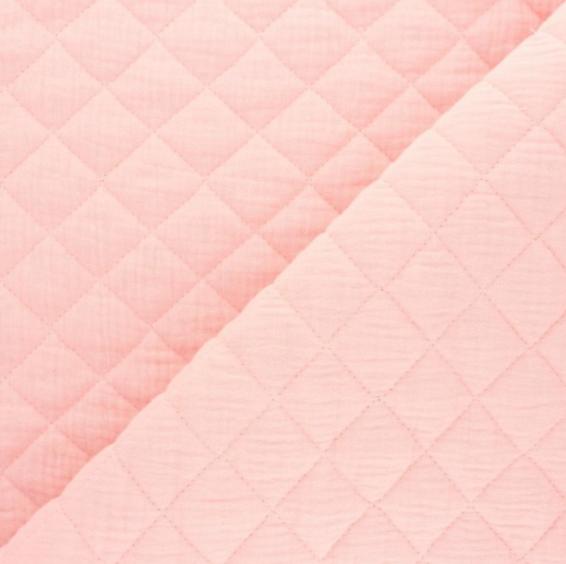 Coupon 1mx30cm gaze matelassé rose poudré