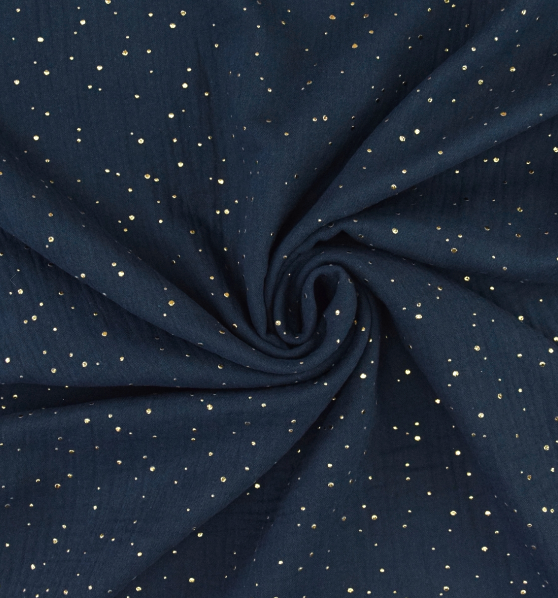 Coupon 1m45x1m gaze bleu marine pois dorés