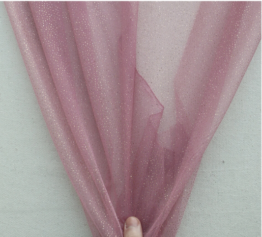 Tulle pailleté rose pour volants-série limitée