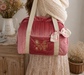 Sac Louison velours rose thé initiale dentelle