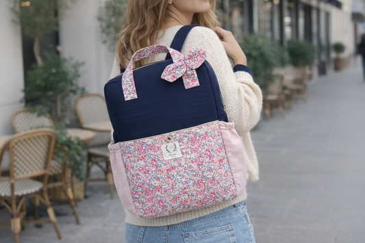 Le sac à dos Angélique liberty Wiltshire et gaze marine