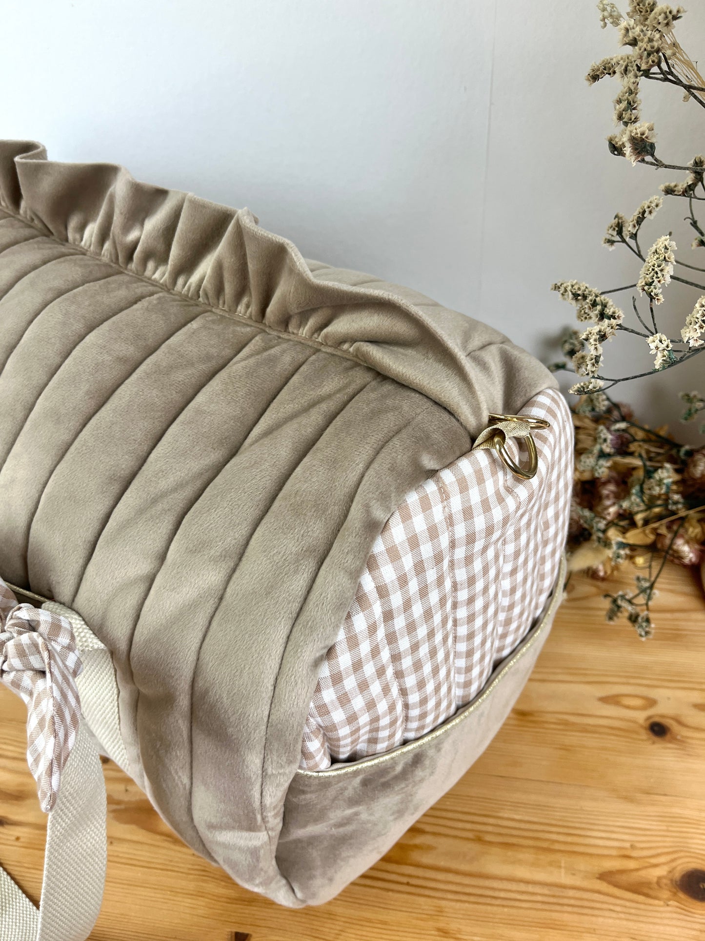 Sac Louison prénom et cœurs dorés tissus au choix