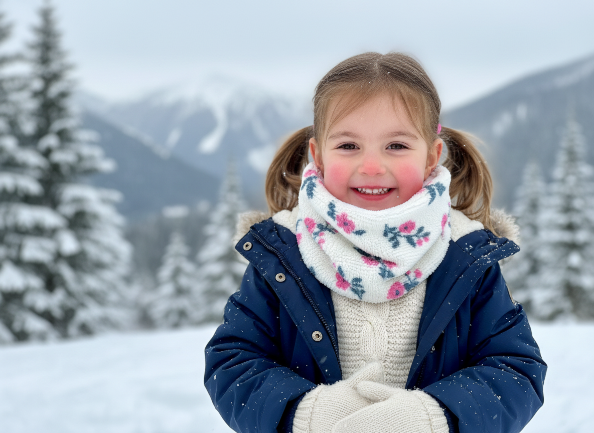 Le tour de cou enfant sherpa fleuri