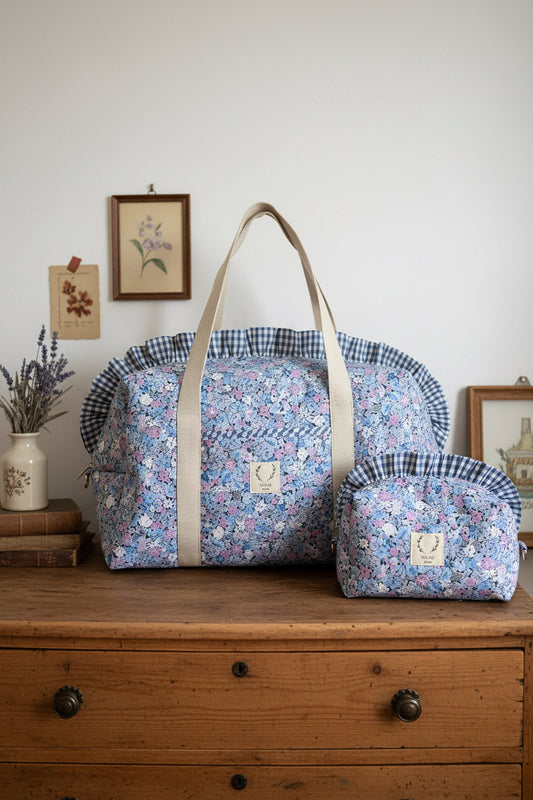 Ensemble sac Hélène et trousse de beauté volant matelassé