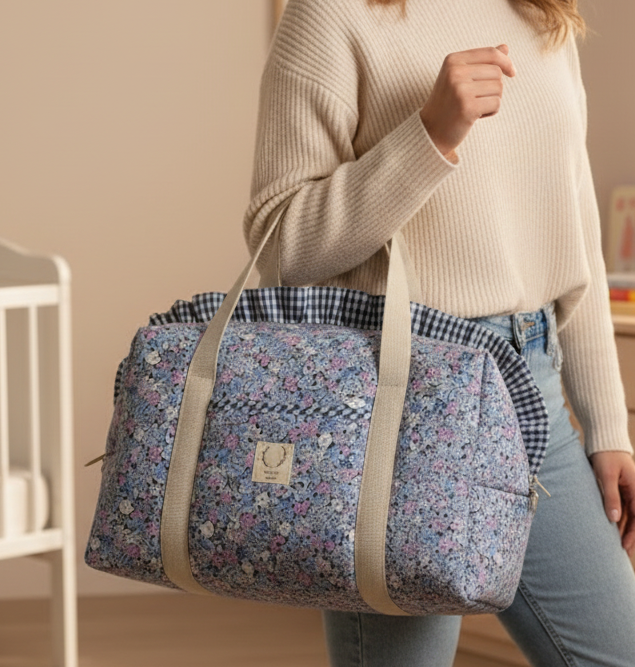 Ensemble sac Hélène et trousse de beauté volant matelassé