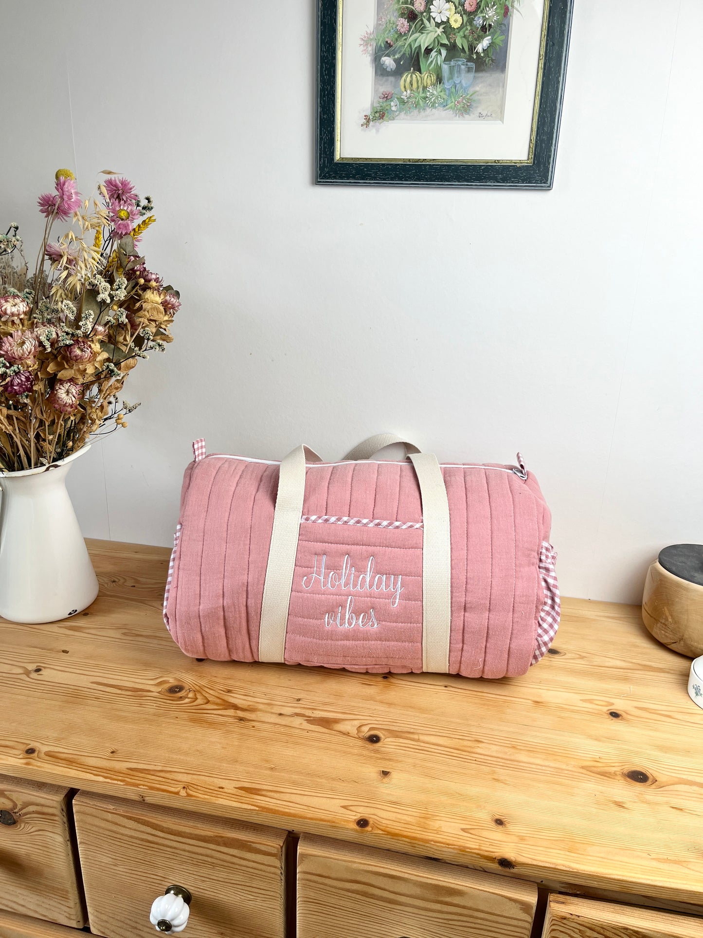 Léon the adult duffel bag in pink or camel