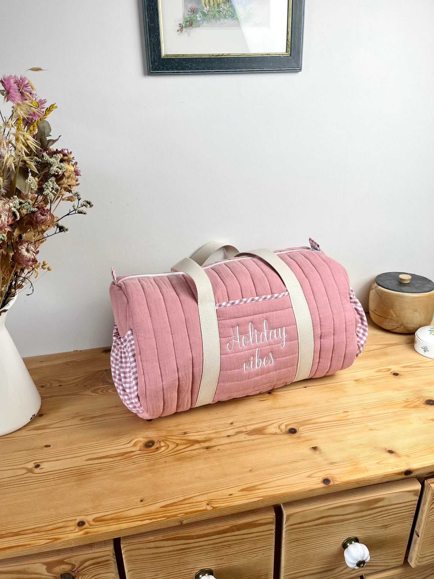 Léon the adult duffel bag in pink or camel
