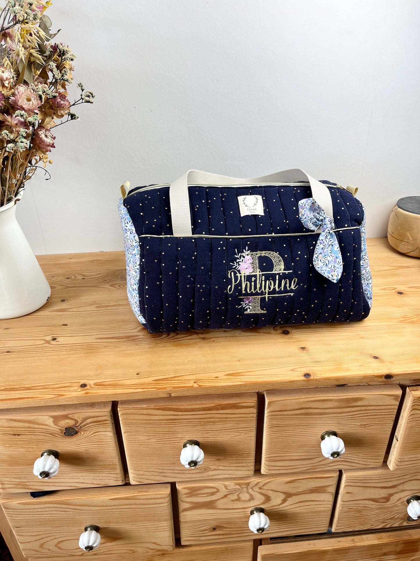 Louison le sac polochon enfant matelassé Liberty Wiltshire lilas