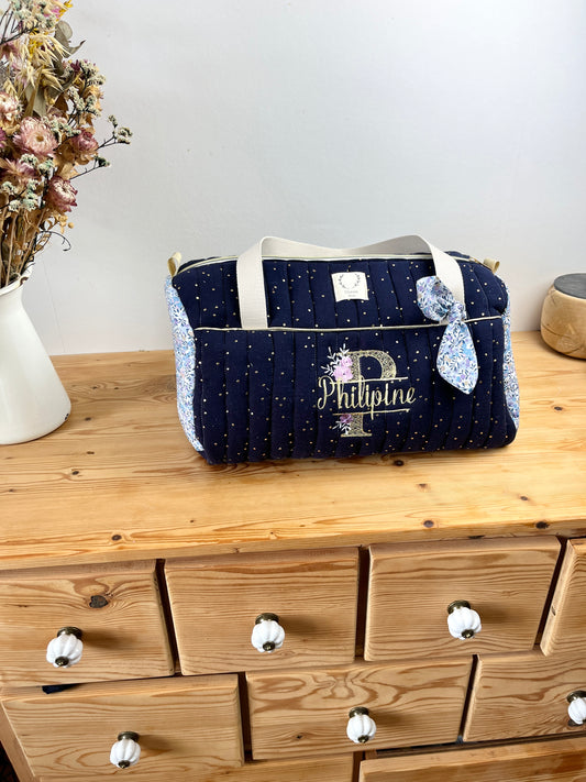 Louison le sac polochon enfant matelassé Liberty Wiltshire lilas