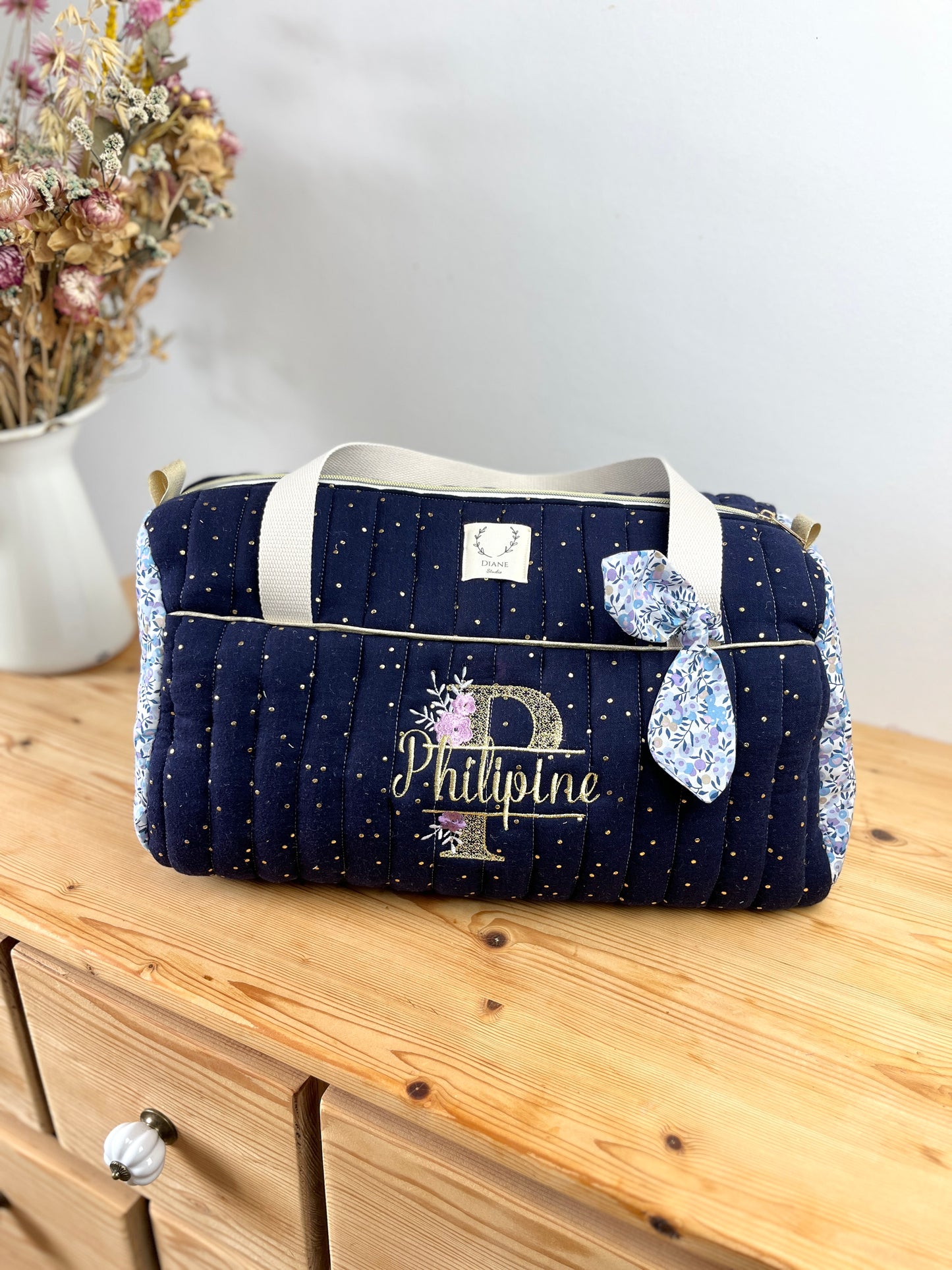 Louison le sac polochon enfant matelassé Liberty Wiltshire lilas