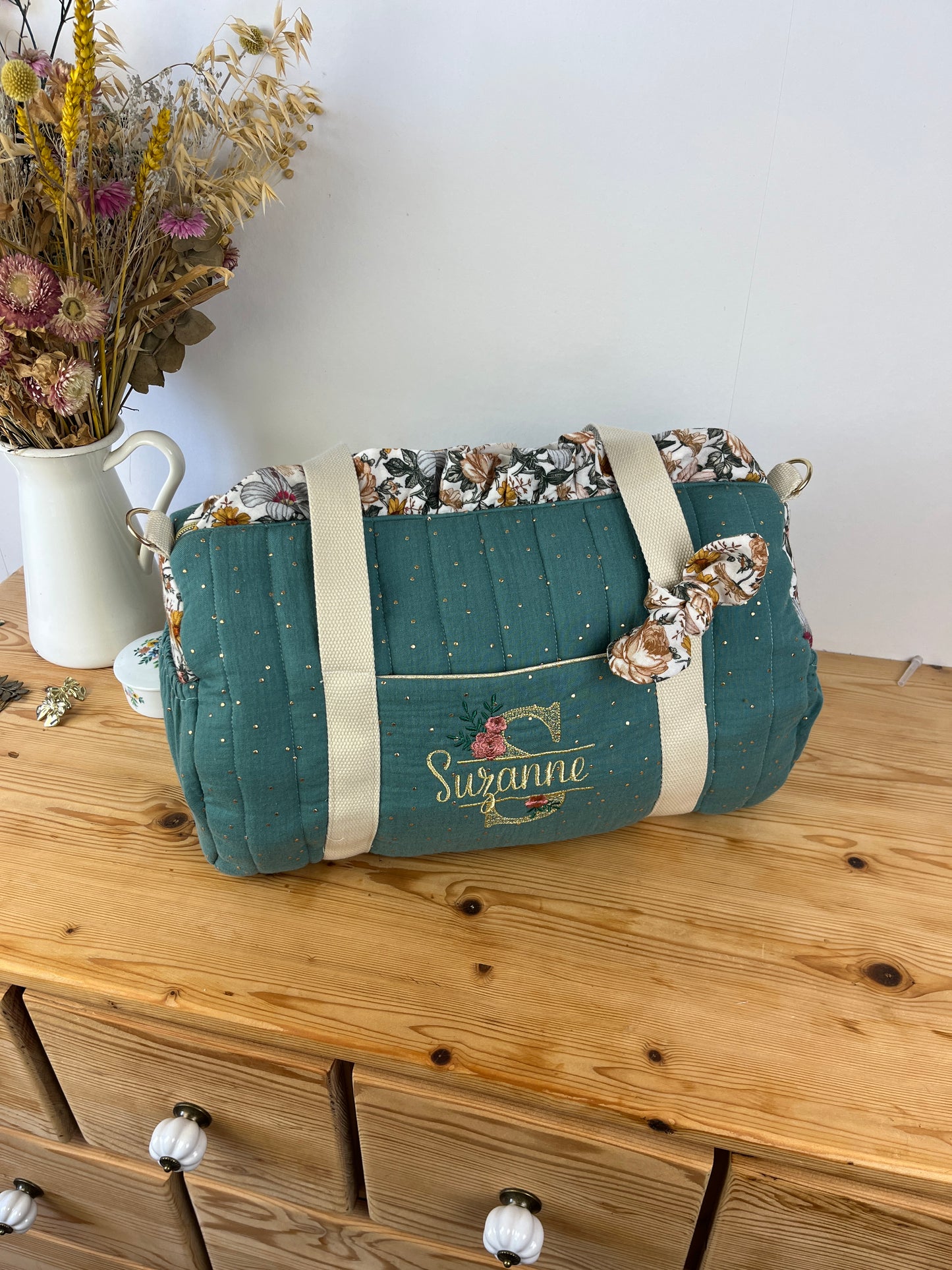 NOUVELLE VERSION ! Prix de lancement jusqu'au 28 mars ! Sac Louison matelassé et volant initiale dentelle