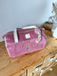 Louison le sac polochon enfant velours rose thé et Betsy fushia