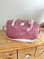 Louison le sac polochon enfant velours rose thé et Betsy fushia