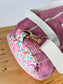 Louison le sac polochon enfant velours rose thé et Betsy fushia