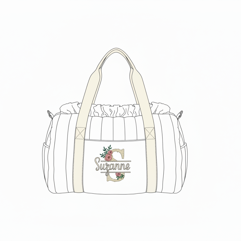Sac Louison adulte matelassé et volant initiale dentelle