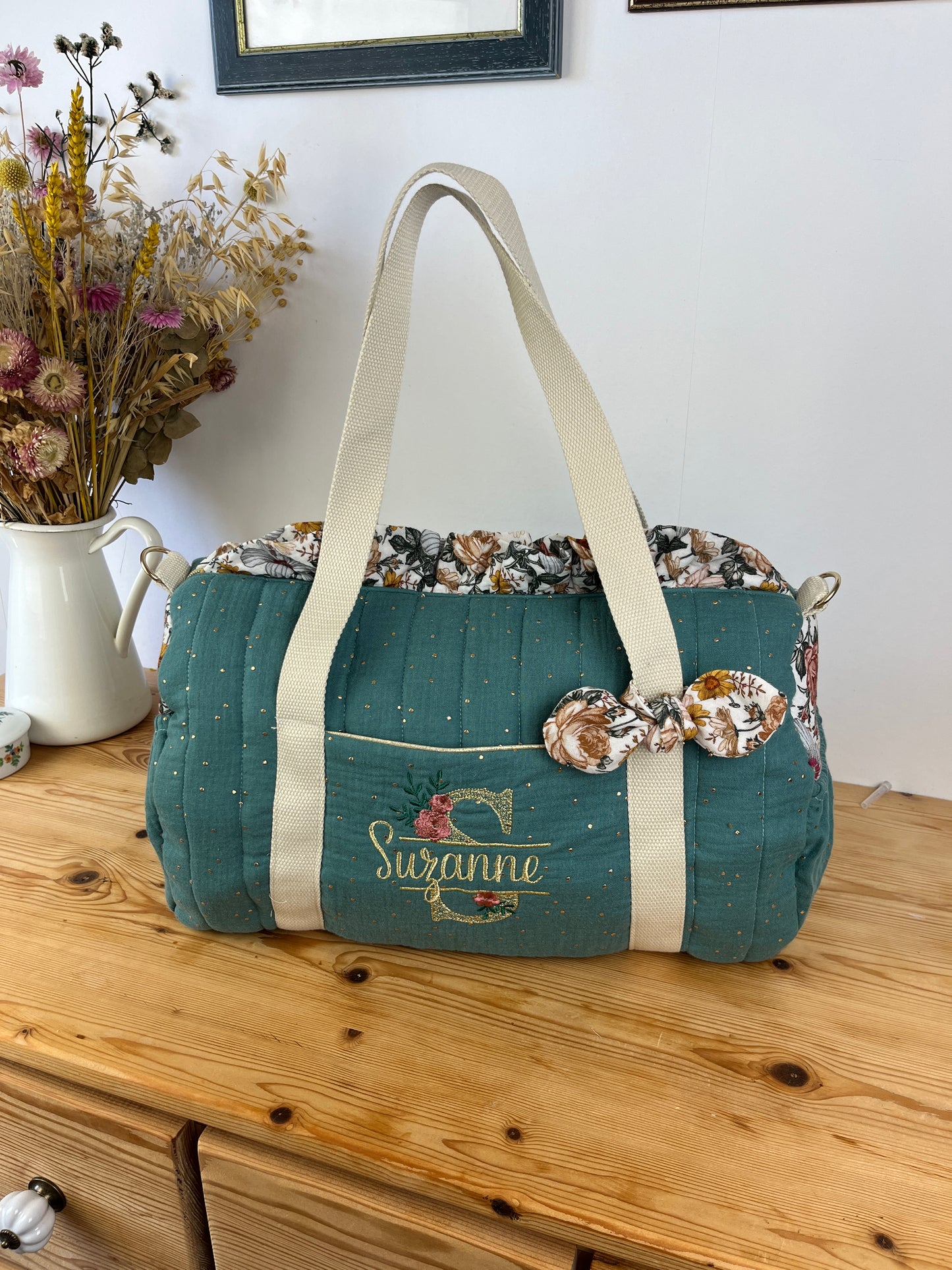 NOUVELLE VERSION ! Prix de lancement jusqu'au 28 mars ! Sac Louison matelassé et volant initiale dentelle