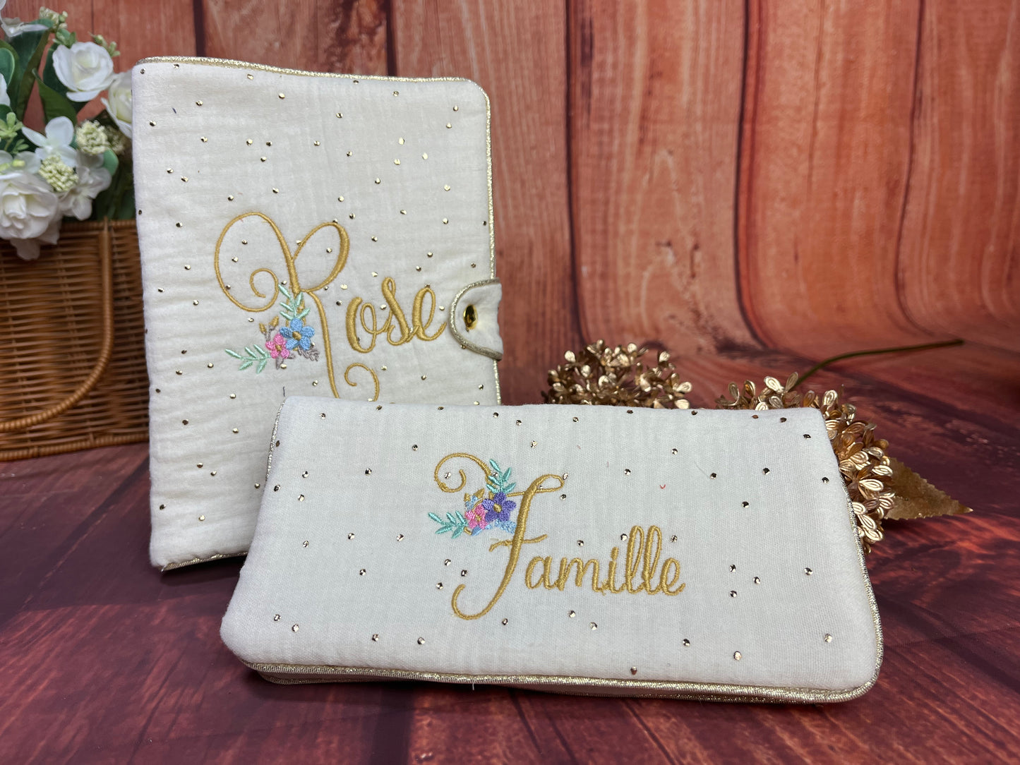 Ensemble : protège carnet et livret de famille initiale Florence