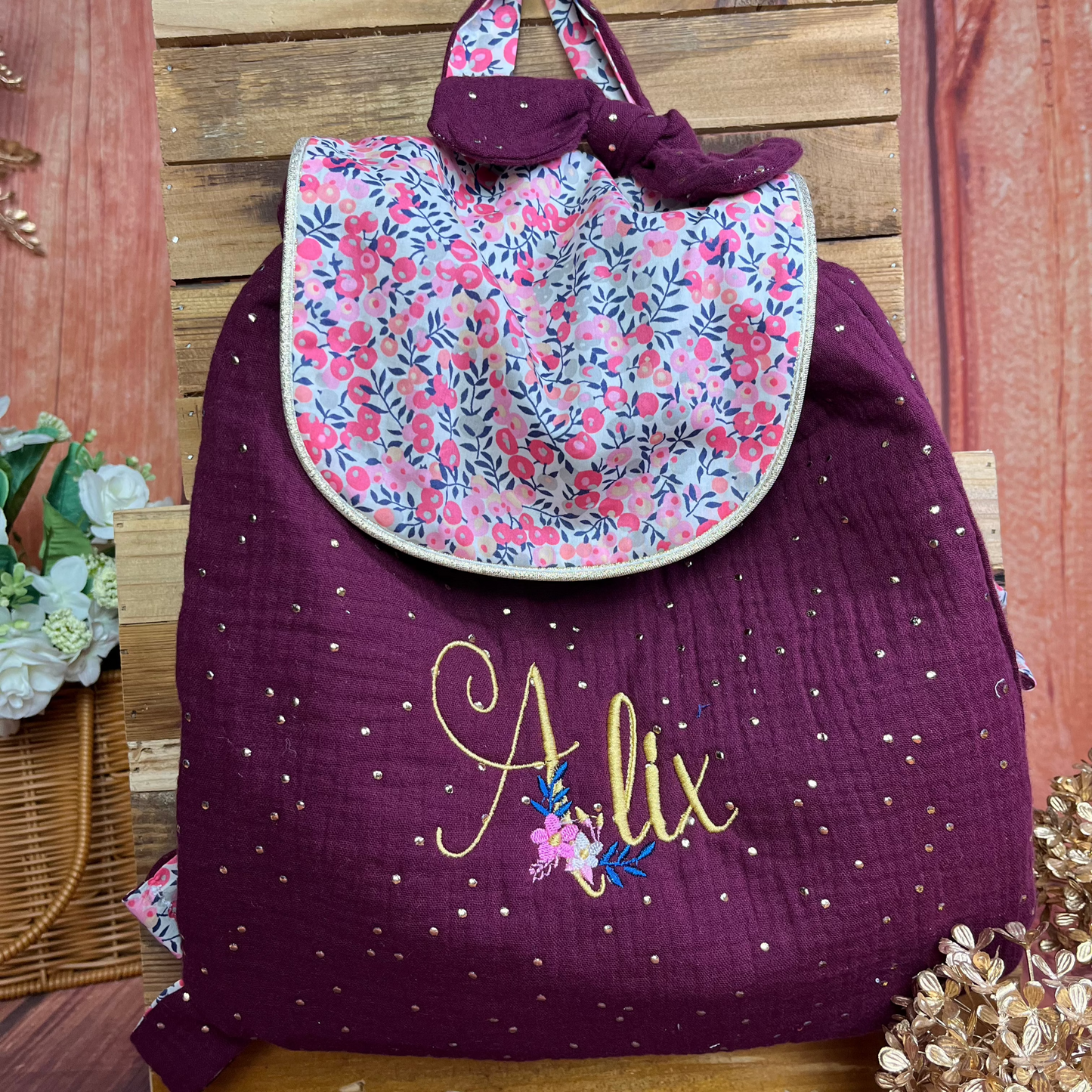 Sac à dos prune et Liberty Wiltshire