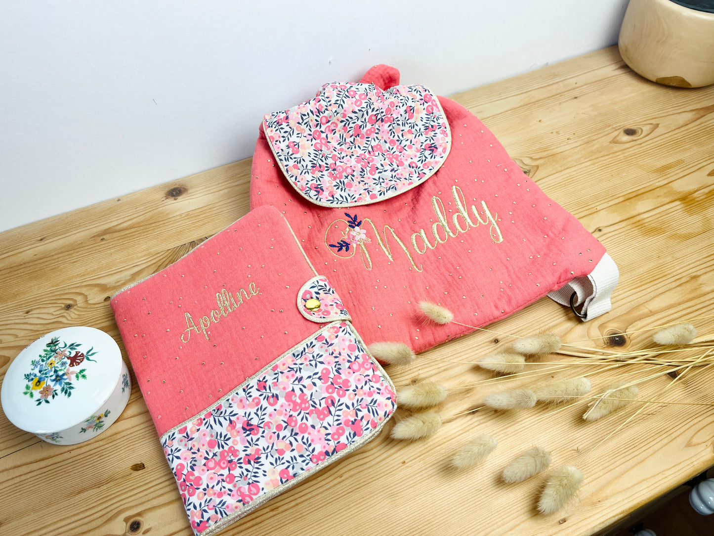 Ensemble : protège carnet et sac Eglantine