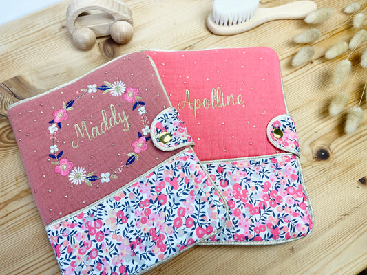 Protège carnet marsala et couronne florale  ✨