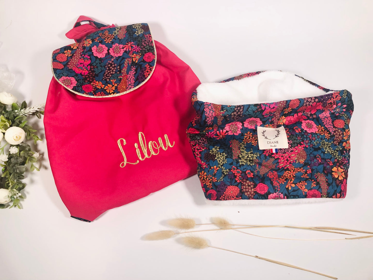 Ensemble : tour de cou et sac à dos Eglantine