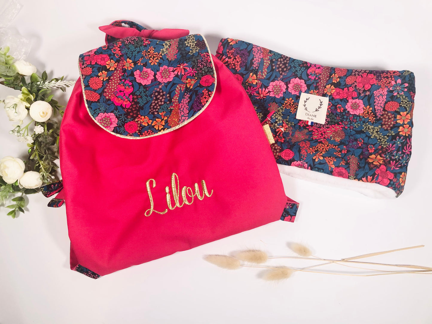 Ensemble : tour de cou et sac à dos Eglantine