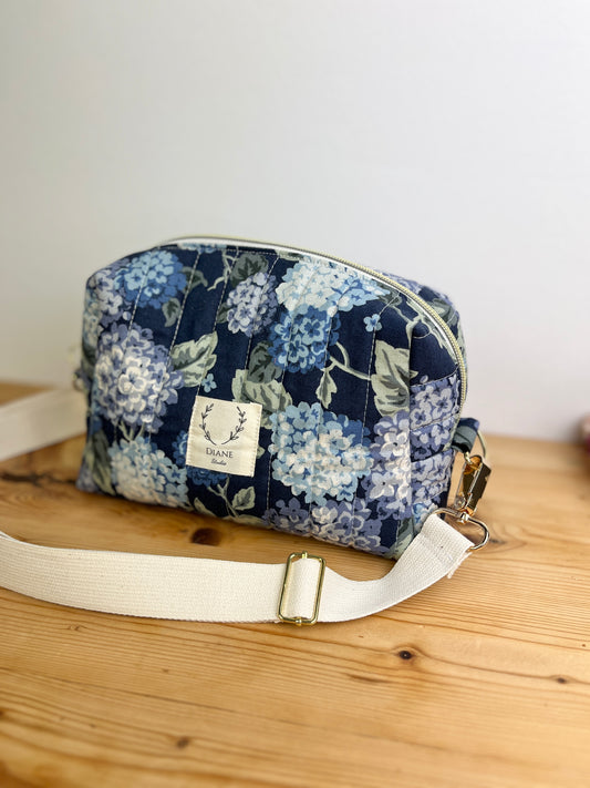 Colette le sac bandoulière hortensias bleus