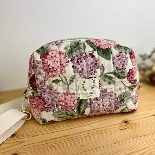Colette le sac bandoulière hortensias roses