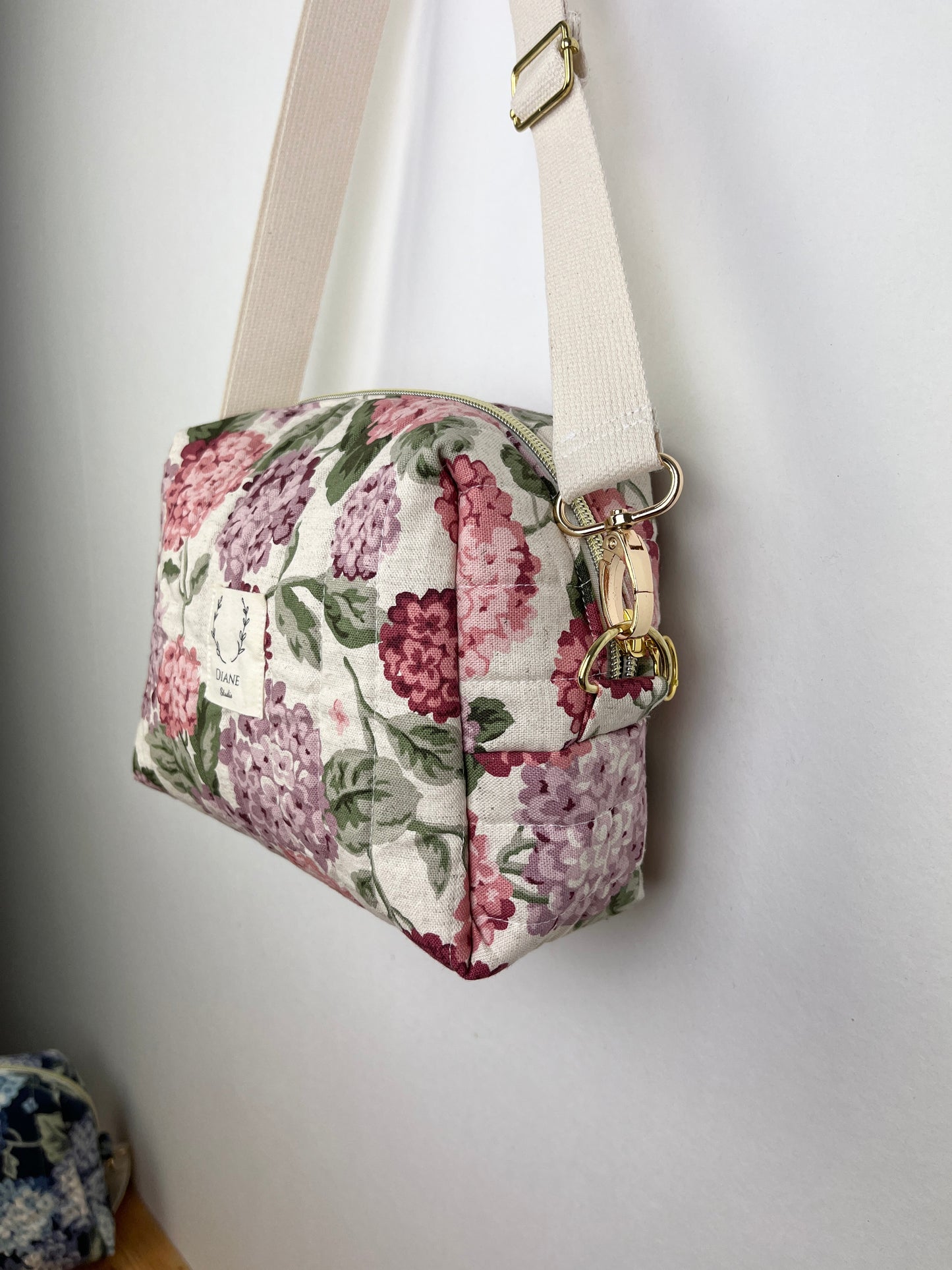Colette le sac bandoulière hortensias roses