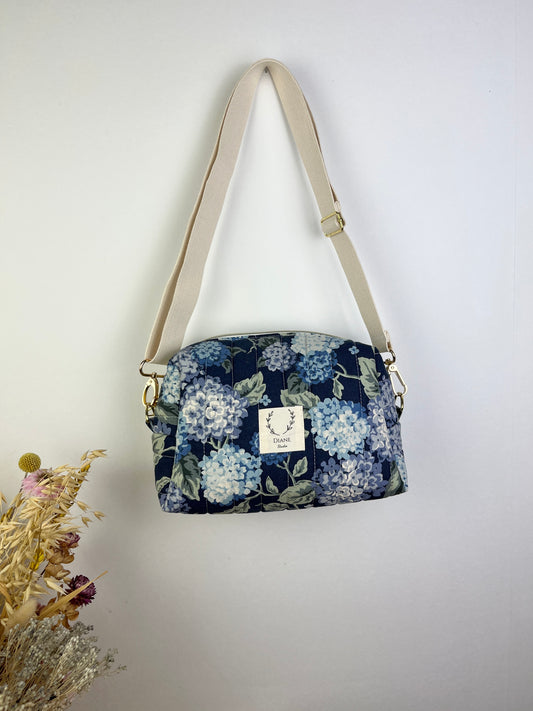 Colette le sac bandoulière hortensias bleus