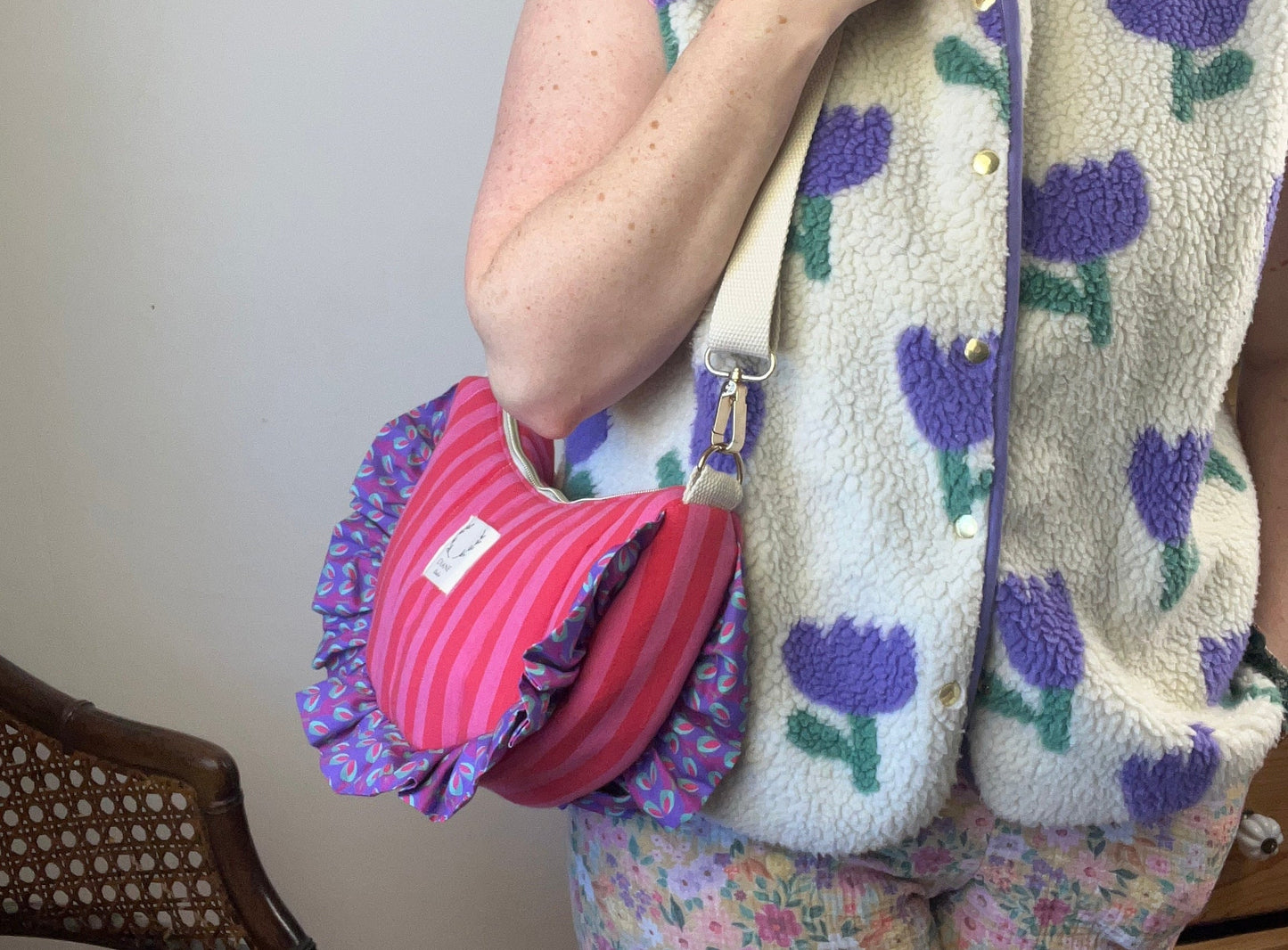 Sac Milan rayé rose et rouge